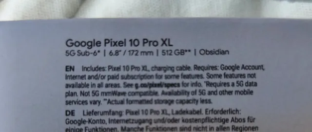 Google Pixel 10 Pro xl 