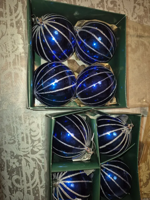 2 scatole di palline di Natale blu/argento