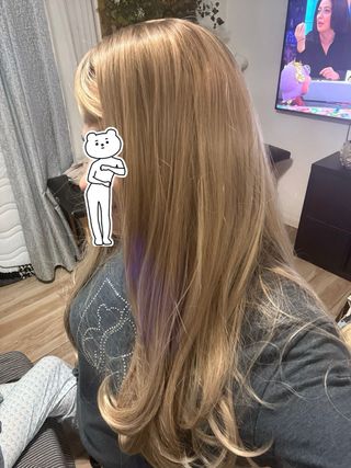 Peluca cabello largo castaño y rubio