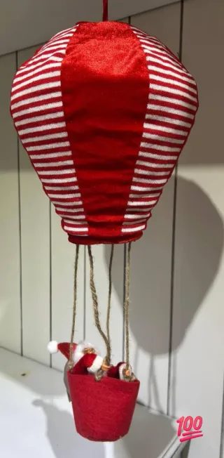 Mongolfiera Decorativa Natale Rossa e Bianca