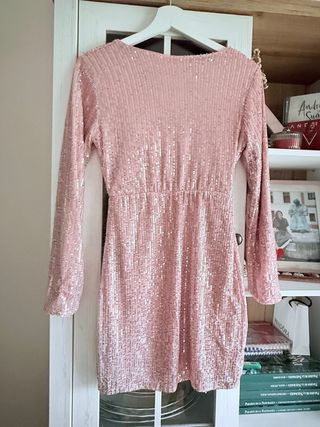Vestido Oh Juliette lentejuelas rosa talla S