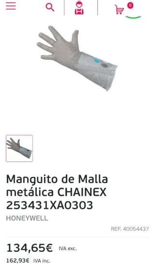 Guante Acero Inox Corte Jamón HONEYWELL T-XS