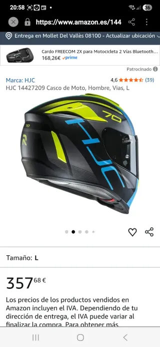 Casco HJC 14427209 Talla M Como nuevo.