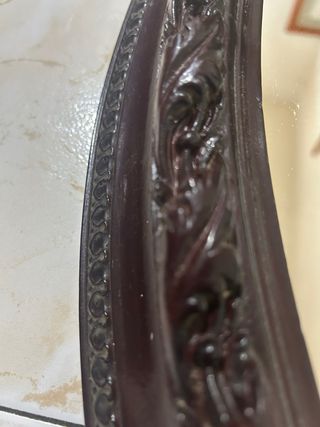 Espejo Ovalado Antiguo Madera Oscura