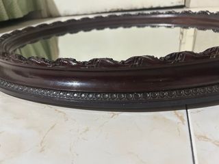 Espejo Ovalado Antiguo Madera Oscura