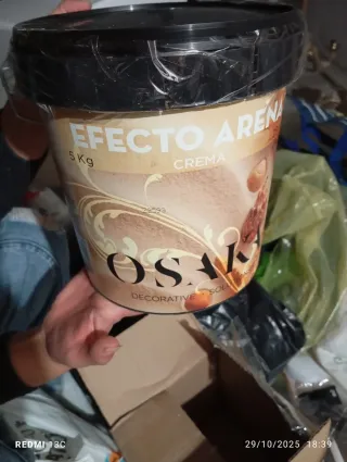 Cubo Pintura Efecto Arena 5kg Crema y naranja