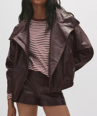 Cazadora Biker Piel Marrón