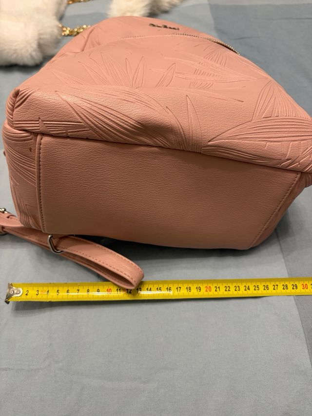 Zaino Clemí rosa con fantasia foglie