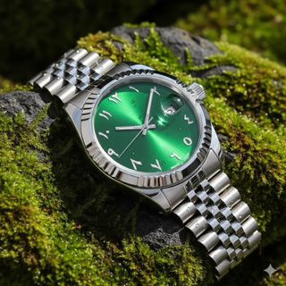 ✅ RELOJ MECÁNICO Nuevo Esfera Verde Esmeralda