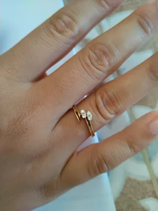 Anillo Oro 4 Diamantes Ajustable