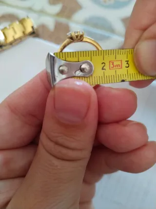 Anillo Oro 4 Diamantes Ajustable