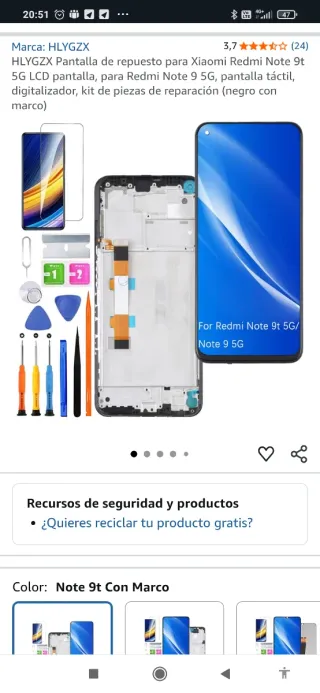 Schermo sostitutivo Xiaomi Redmi Note 9T 5G