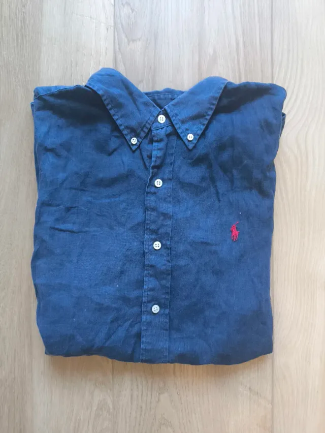 Ralph Lauren Camisa Lino Azul Marino XL Classic