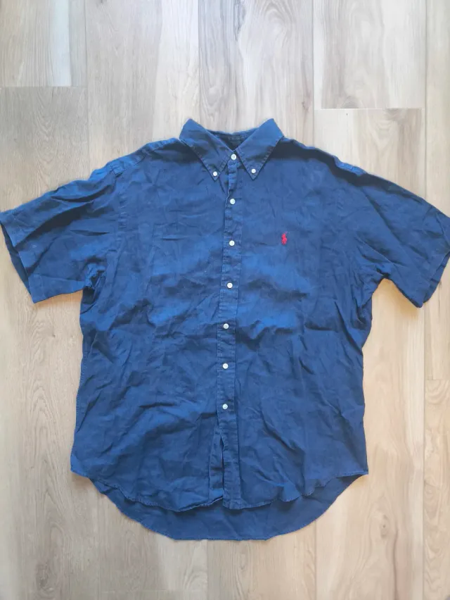Ralph Lauren Camisa Lino Azul Marino XL Classic