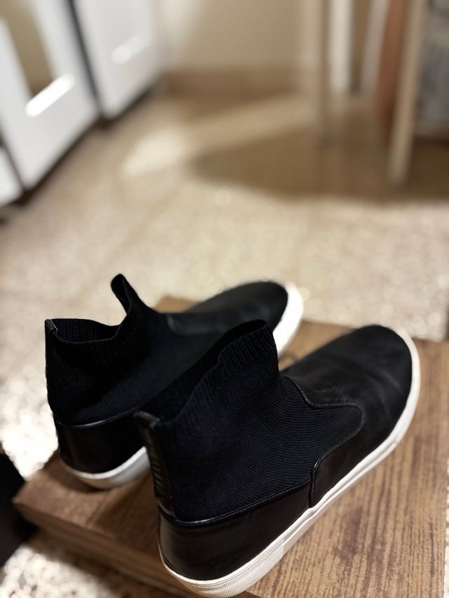 Botines Zapatillas Mujer Negro Blanco