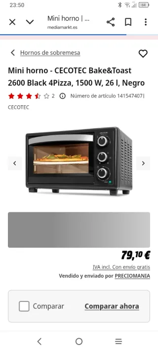 Casi nuevo. Horno cecotec Bake&Toast 4 Pizza