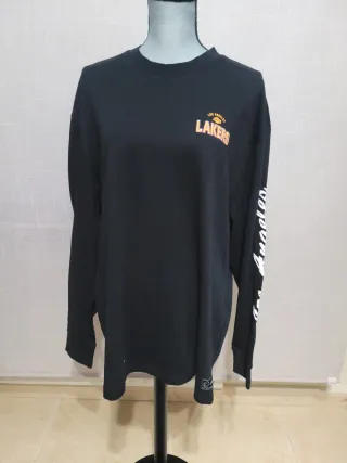 Camiseta Negra Manga Larga Lakers Hombre
