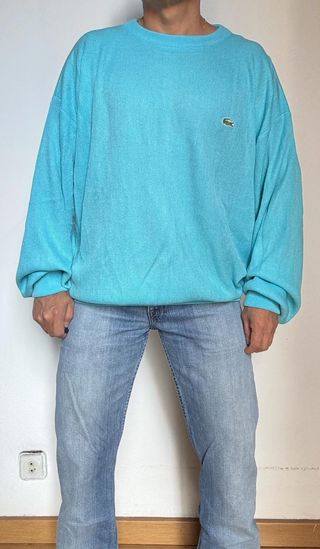 LACOSTE JERSEY OVERSIZE VINTG HOMBRE MUJER XL TURQ