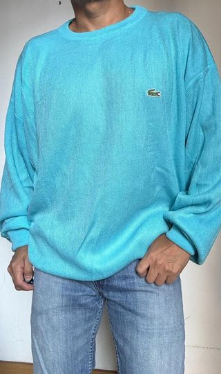 LACOSTE JERSEY OVERSIZE VINTG HOMBRE MUJER XL TURQ
