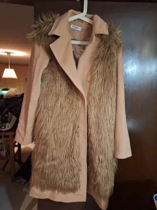 Cappotto donna con pelliccia beige/marrone