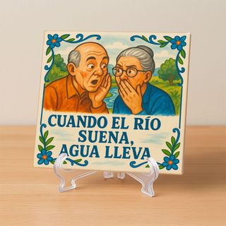 Azulejo refrán “Cuando el río suena, agua lleva”