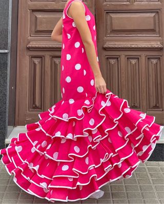 Traje de flamenca rosa talla 3840