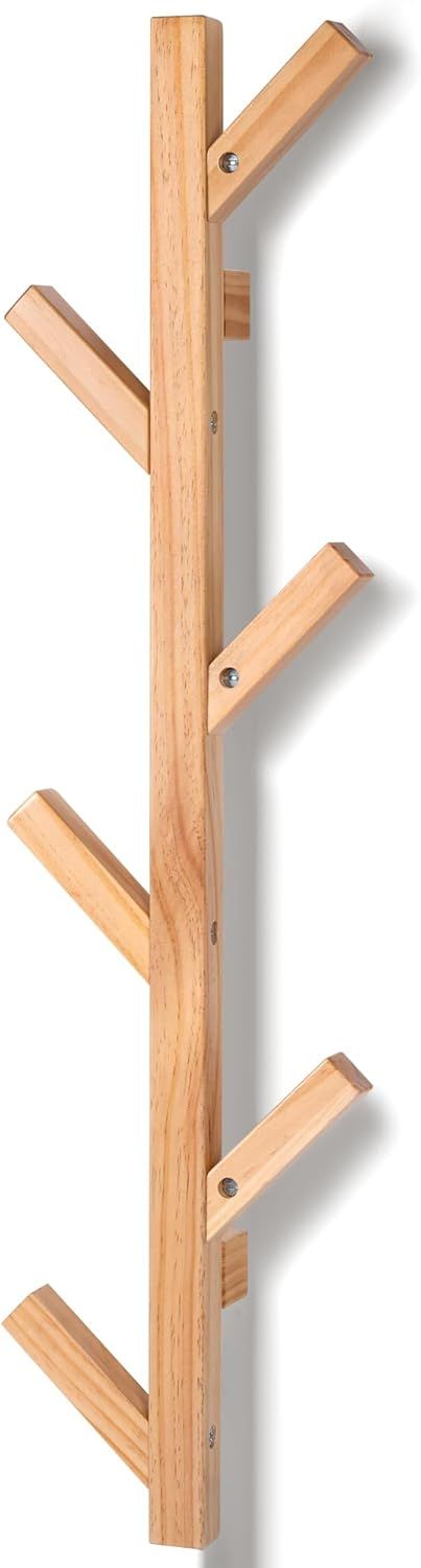 Perchero de pared madera 6 ganchos
