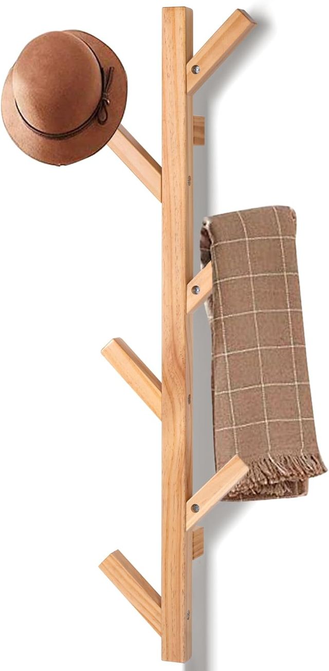 Perchero de pared madera 6 ganchos