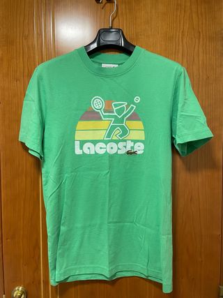 Camiseta Lacoste Tenis Vintage Ilustración Verde
