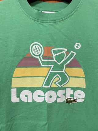 Camiseta Lacoste Tenis Vintage Ilustración Verde
