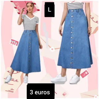 Falda vaquera larga botones talla L