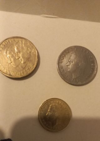 Lote monedas: 500, 25 y 1 peseta