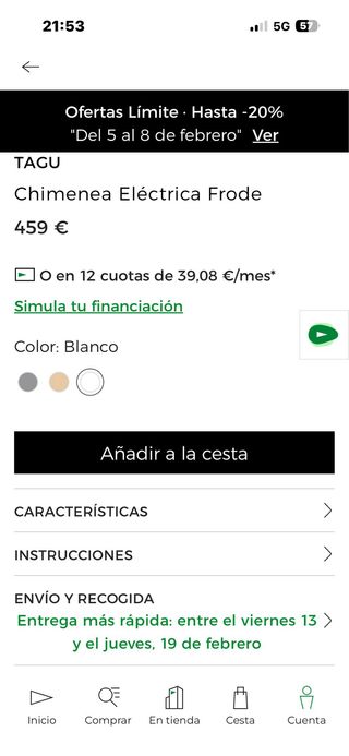 Chimenea eléctrica moderna