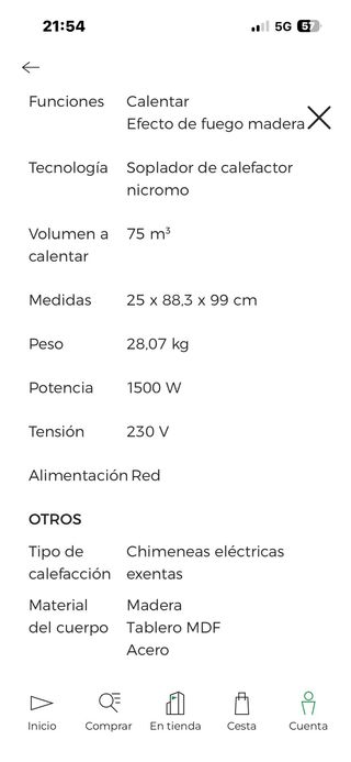 Chimenea eléctrica moderna