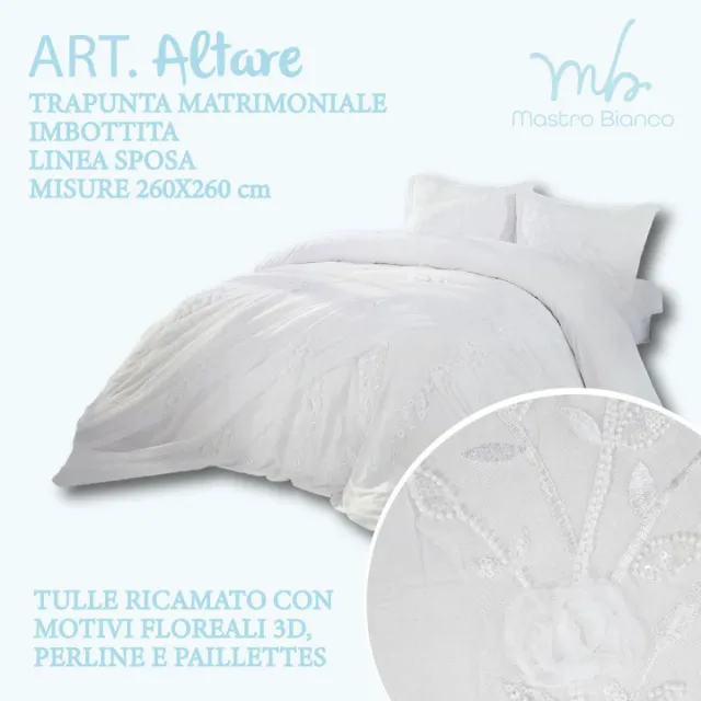 Trapunta Matrimoniale Amarsi Ricamata