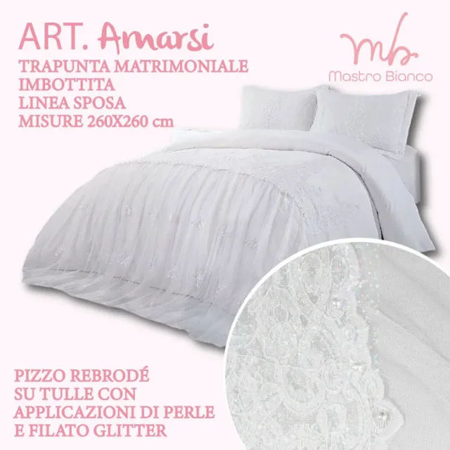 Trapunta Matrimoniale Amarsi Ricamata