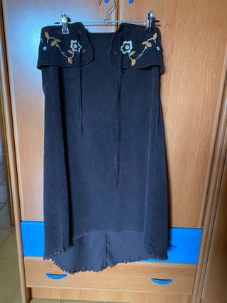 Falda midi de invierno marrón