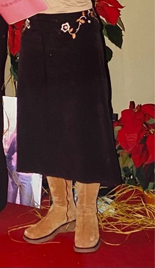 Falda midi de invierno marrón