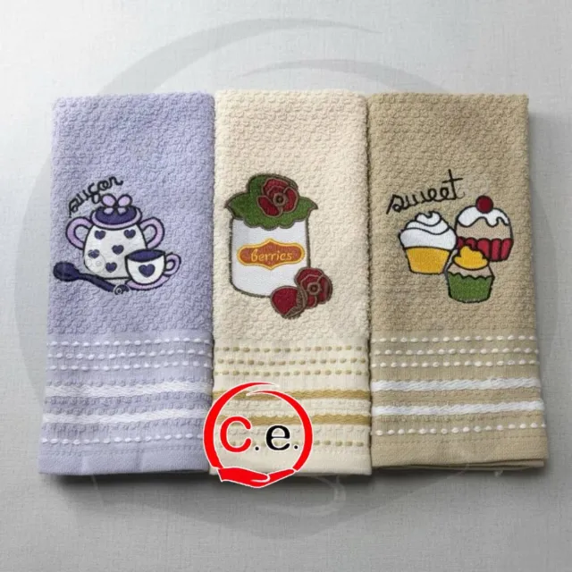 Tris strofinacci ricamati