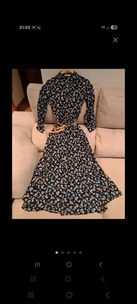 Vestido negro floral largo