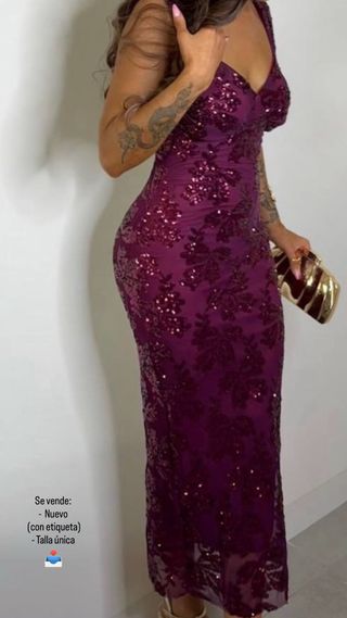 Vestido de fiesta lentejuelas color cereza