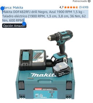 Taladro Makita DDF482RFJ Negro/Azul