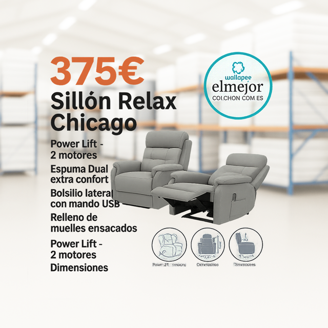 Sillon Relax Power Lift 2 motores USB Malaga Envio