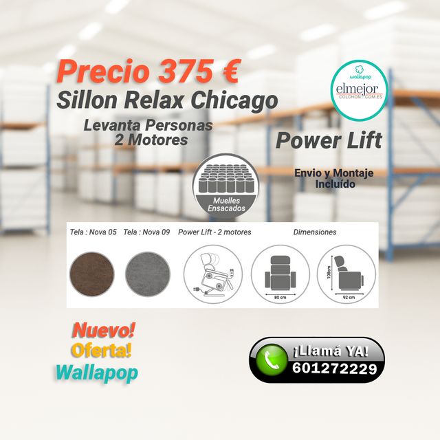 Sillon Relax Power Lift 2 motores USB Malaga Envio