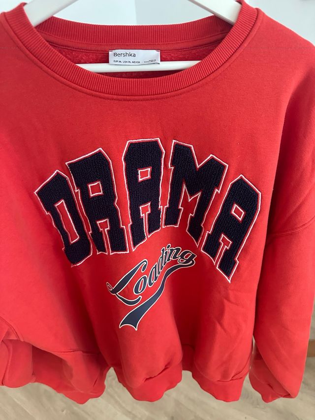 Sudadera Bershka Roja Drama Loading Talla XL