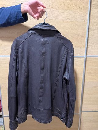 Cazadora Piel Marrón Oscuro