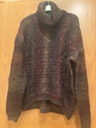 Jersey grueso cuello alto multicolor talla m/l