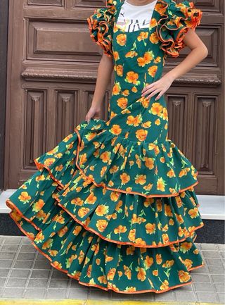 Traje Flamenca Talla 38/40 Verde 