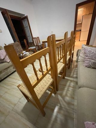 Lote de juego de 4 sillas de comedor de madera