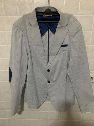 Giacca in tessuto grigio chiaro con righe Over-D